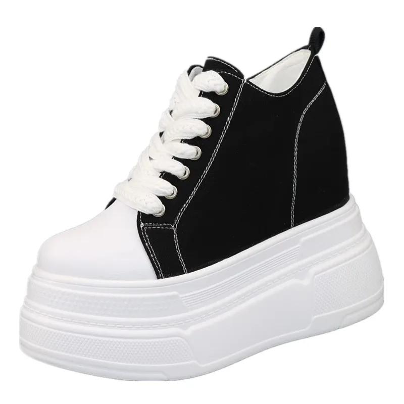Fashion Luxury Super High Canvas Shoes for Women- 12CM Increased Heels Korean Version Sneakers  Designer Sneakers for Women