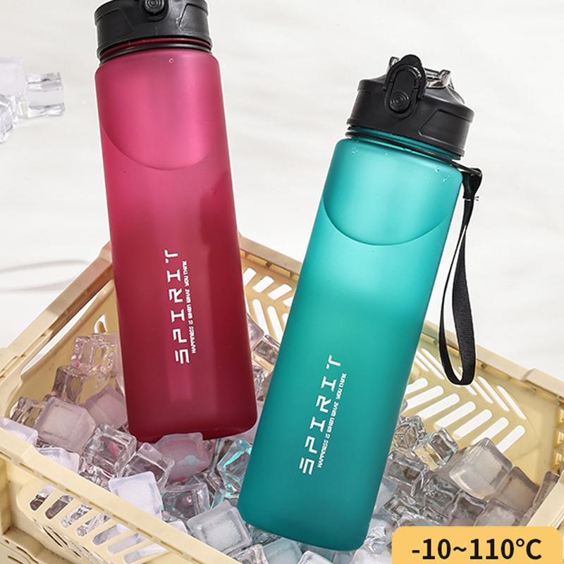 750Ml Large Capacity Sports Water Bottle Gradient Color Plastic Cup Drink Items Outdoor Beach Travel Portable Gym Fitness Jugs