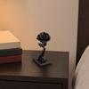 Huaqianguhh 3D Printed Black Rose Statue Ornament, Gothic Dark Style Figurine, Artistic Flame Base Flower Decor, Exquisite Decoration for Home Office