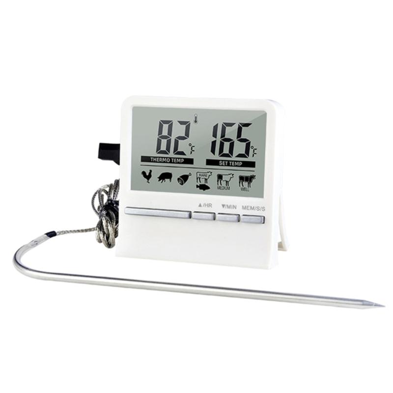 

Meat Thermometer BBQ Grills Food Thermometer 0~250°C (32-482℉) Digital Food Cooking Thermometer with Alarm Timer белый