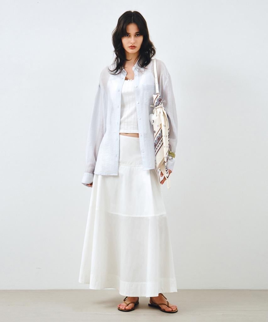 Mongdol Pima Cotton Lace-Up Maxi Skirt White Mdsk035White