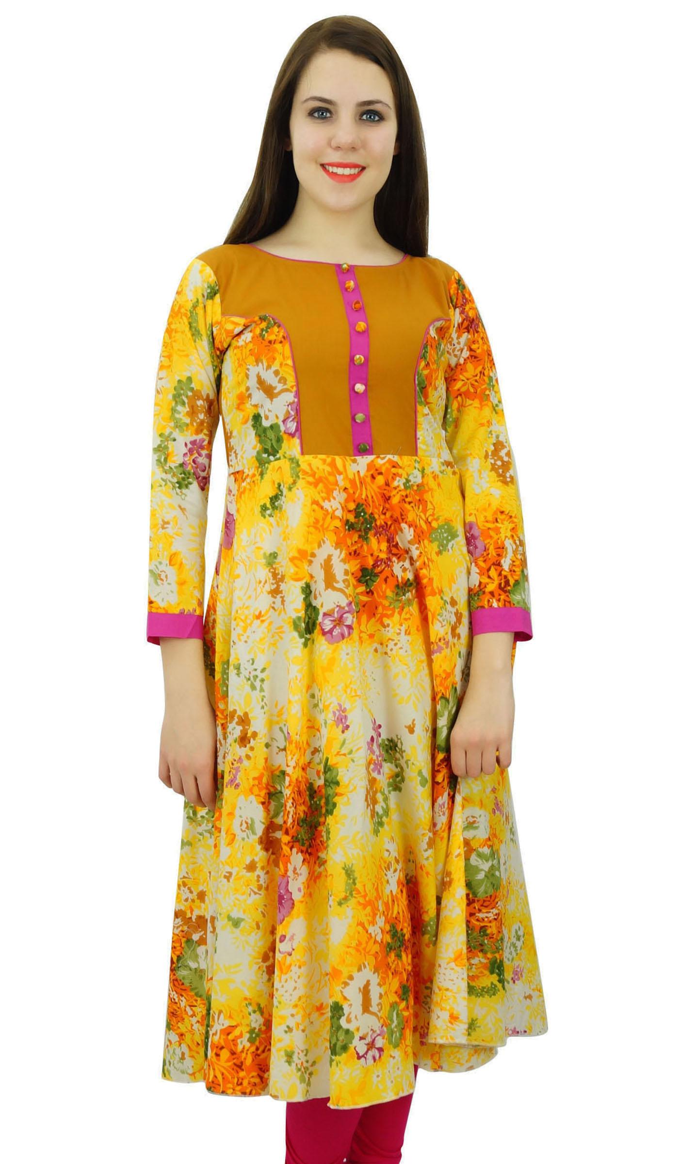 Phagun Cotton Anarkali Kurta – Leaf Print Sleeveless Kurti For Women