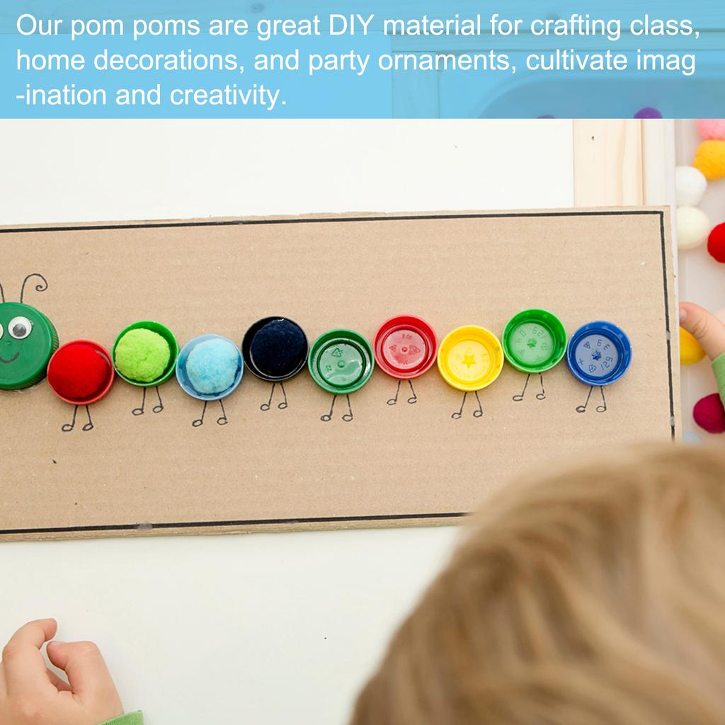 Pom Poms for Crafts Fuzzy Pastel Pom Pom Balls for Art Supplies DIY Creative Craft Material Handicraft Decorations, Colorful