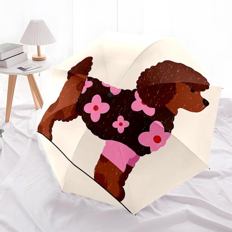 1pc Poodle, FloralAutomatic Open/close Folding Umbrella, Compact Portable Travel Umbrella, Perfect Birthday/Holiday, Cute Umbrella Y017