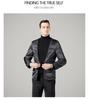 Men's Winter Wool Double-Faced Trench Coat with Down Liner and Cashmere Lapel