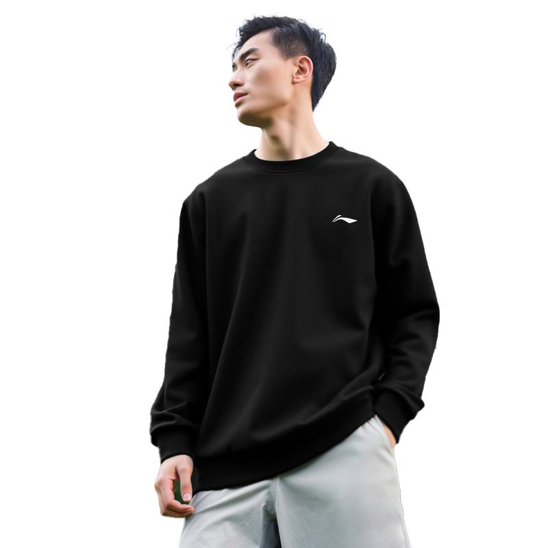 Li Ning Plain Simple Student Style Logo Pullover Running Sweatshirt Unisex Sweatshirt AFDL376-1