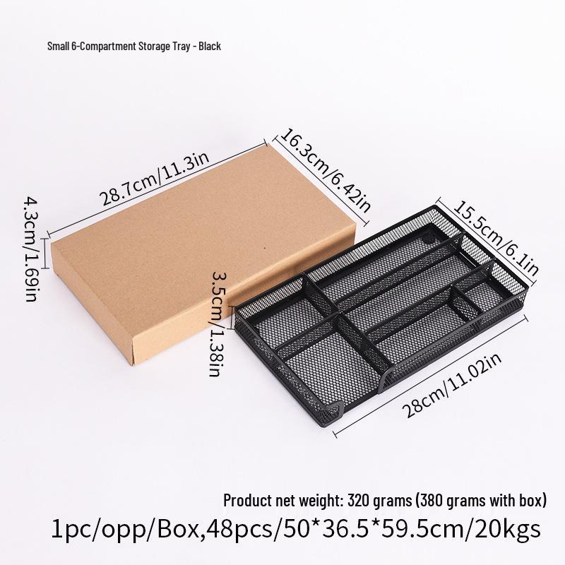 Металлический шестисекционный лоток-органайзер для столовых приборов и стикеров Многофункциональный настольный держатель для канцелярских принадлежностей 1660₽