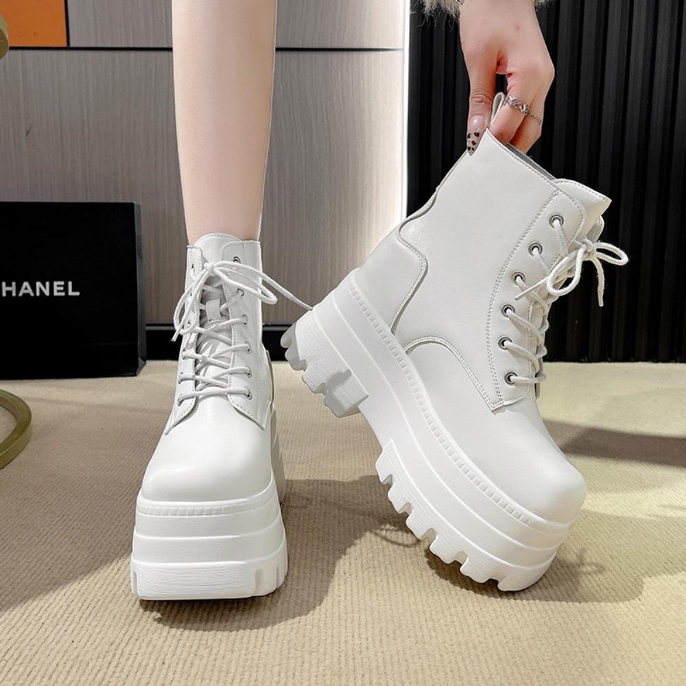 2025 Autumn-Winter New British Style Women's  Boots - Thick Sole Heightening Zipper Boots, Platform Boots