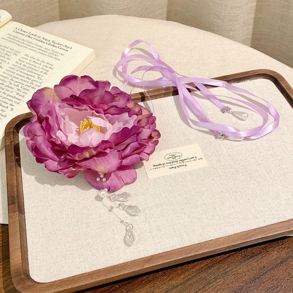 Unique Zantedeschia Necklaces Elegant Lace Up Neck Chain Trendy Fairy Pendant Rope  For Women Girls