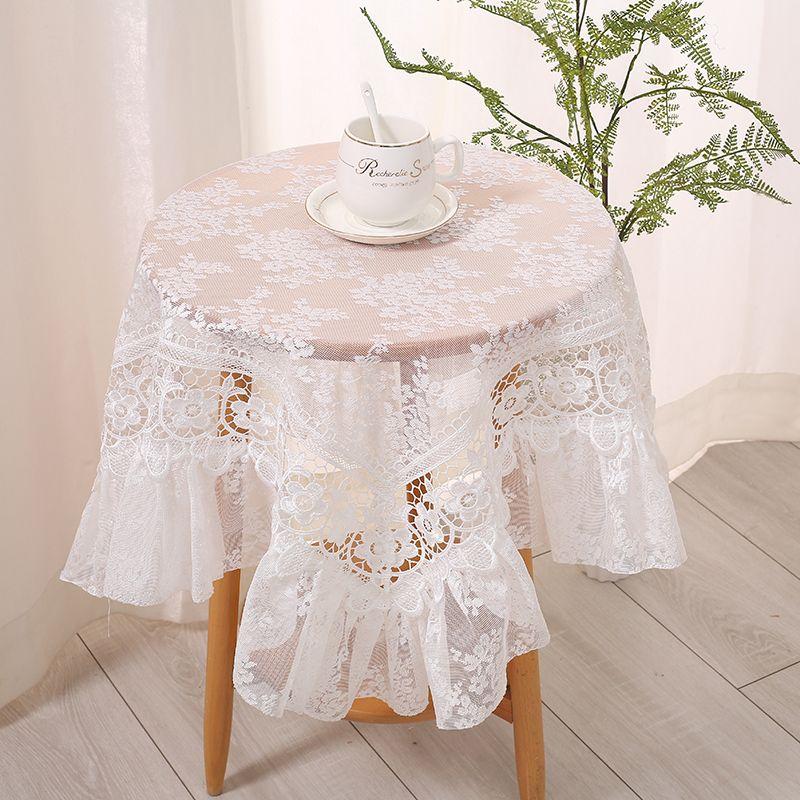 Mantel de Encaje Poliéster Premium Encaje Floral Vintage Superposición con Borde de Flecos, Mantel Rectangular Hecho a Máquina para Bodas Fiestas Rústicas al Aire Libre