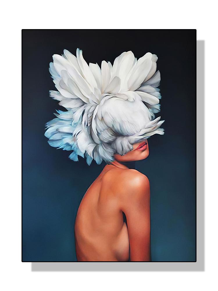 Modern Sexy Woman Flower Head Poster Canvas Painting Abstract Fashion Lady Wall Art for Living Room Decoration Home Cuadros