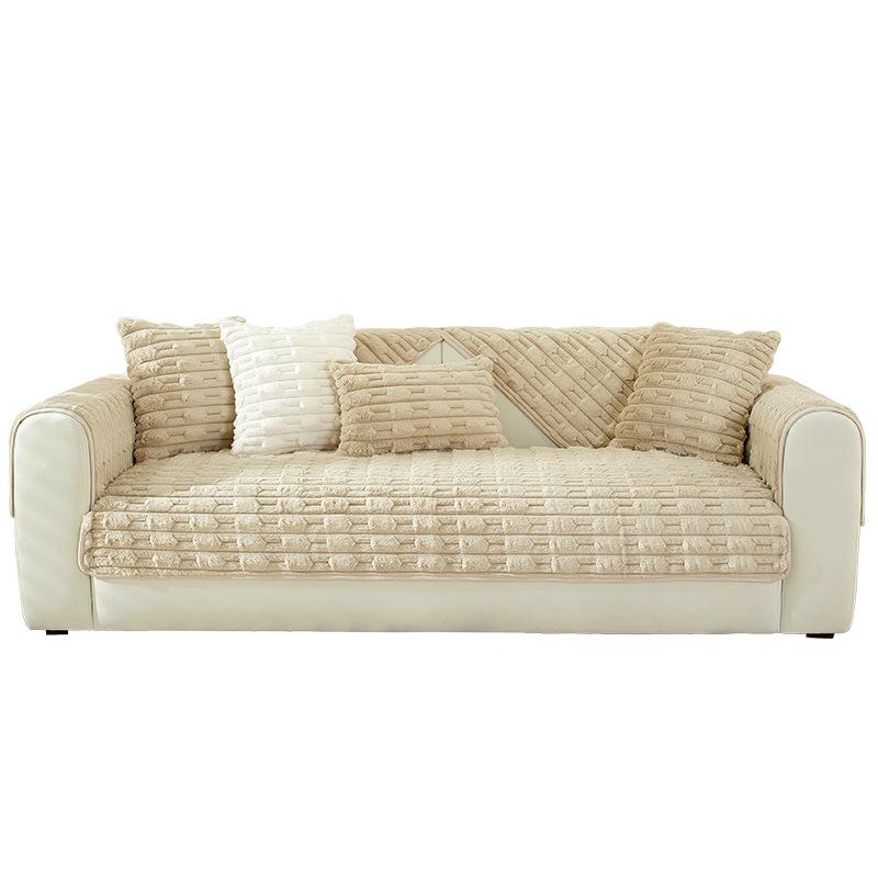 Rabbit Plush Sofa Cushion In Autumn and Winter, Thickened Plush Seat Cushion, Non Slip Leather Sofa Cover, New Cover Cloth Towel