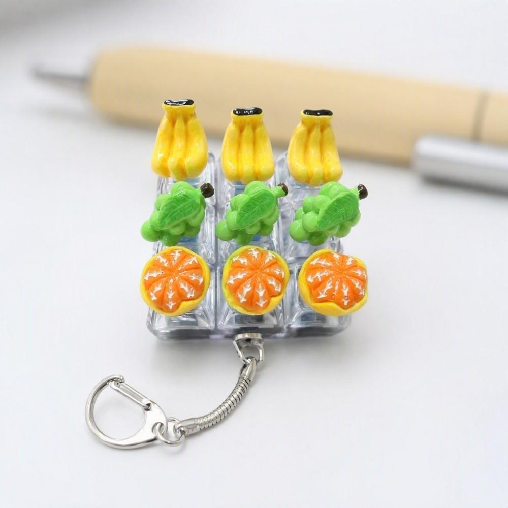 Transparent Dual-Tone Fruit Decompression Button Toy 9-Key Keyboard Keychain  Hanging Charm