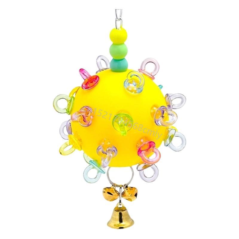 Safe Bird Chew Toy Hanging Teething Ball With Bells For Parrots Boredom Reduce 6XDE