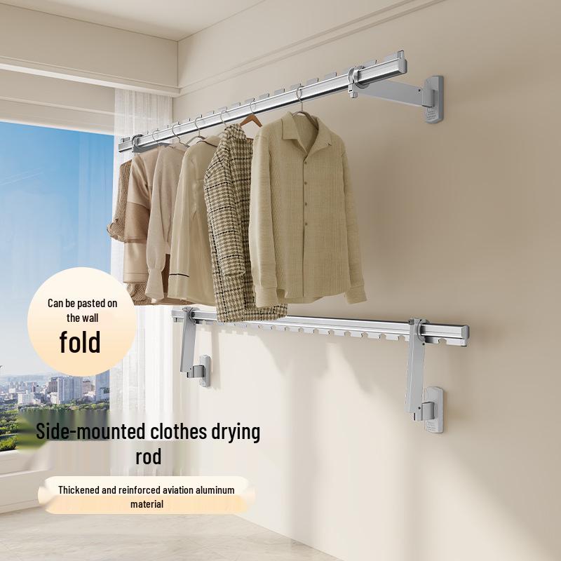 

Aluminum Alloy Wall-Mounted Windproof Clothes Drying Rack White 60cm with 37cm base