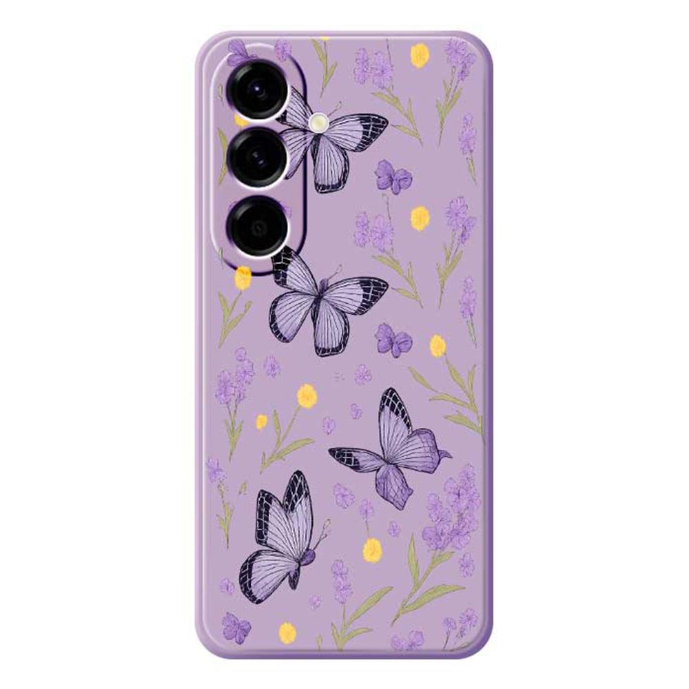 For Samsung Galaxy A56 5G Case Purple Butterflies Pattern Printing Straight Edge TPU Phone Back Cover