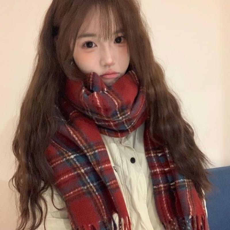 Versatile Red Plaid Scarf: Imitation Cashmere, Unisex, Autumn/Winter Style, Cozy Warmth for All