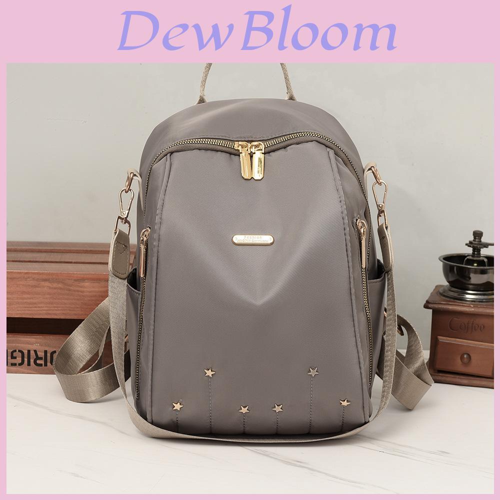 Simple Solid Color Gold Star Decoration Women Casual Nylon Backpack For Daily Use And Travel