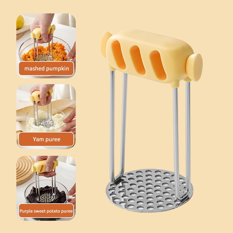 

Картофеледавилка из нержавеющей стали, давилка для конфет, пюре из фиолетового сладкого картофеля, тыквенная терка, инструменты для приготовления, измельчитель, кухонные аксессуары жёлтый