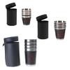 Party Shot Glasses Necklace Cups Easy To Carry Shot Glasses with Leather Cover Camping Travels Coffee Cup
