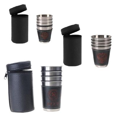 Bicchierini da shot unici e pratici con custodia in pelle Bicchierini in acciaio antiruggine con custodia in pelle Capacità 30/70/180ml per intrattenere