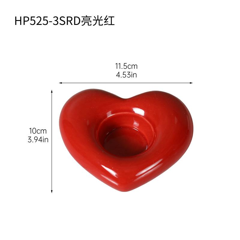 Modern Simple Heart-shaped Ceramic Candle Stand Valentine's Day Dining Table Creative Decoration