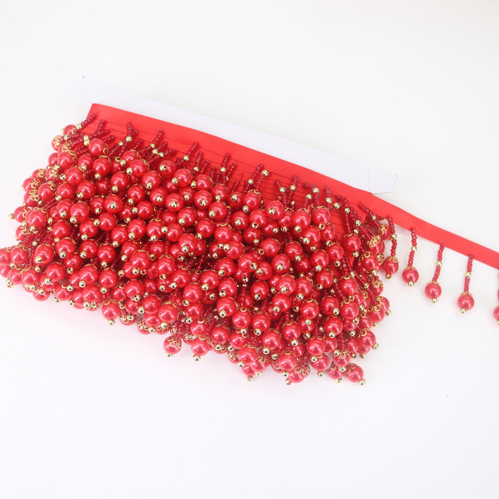 

Ручная работа Акриловая бахрома из бисера Кружево из бисера Сделай сам Этнический стиль Одежда Свадебные аксессуары Жемчуг Домашний текстиль Red 5cm ball beads