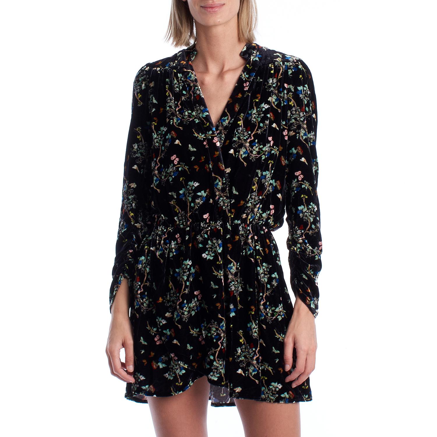 

Короткое бархатное платье с принтом WJCP0425F для женщин S чёрный