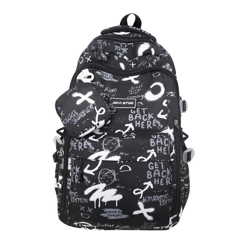

Рюкзак с принтом граффити для мужчин, большой емкости, компьютерный рюкзак, школьный рюкзак для школьников чёрный