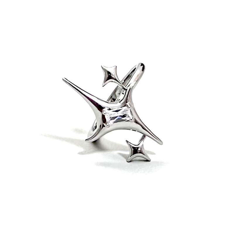 Y2K Punk Geometric Star Ring Set Irregular Crystal Silver Color Metal Cross Rings for Women New Fashion Jewelry Party Gifts