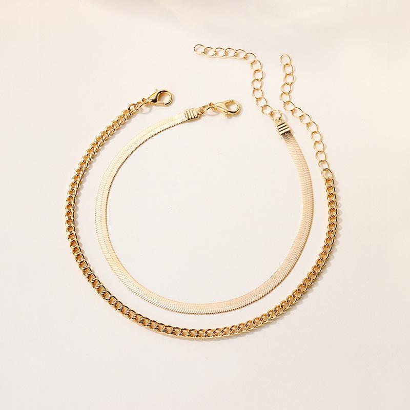 Alloy double-layer anklet jewelry new thick chain jewelry high-end bracelet girls anklet