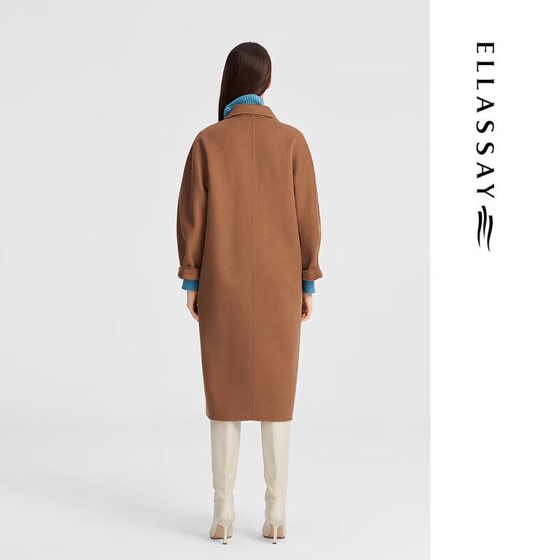 ELLASSAY Women's Merino Wool Double-Breasted Woolen Coat