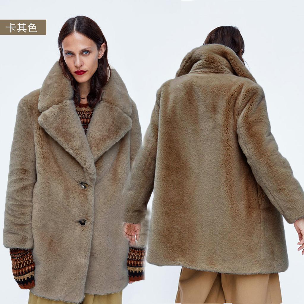 European station imitation fur coat women's medium and long Rex rabbit plush jacket retro European and American style casual and versatile