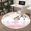 Ballerina With Swans And Flowers Round Carpet Chair Cushion Round Entryway Rug, Soft Round Rugs for Living Room, Bedroom, Circle Carpet Decor Gifts