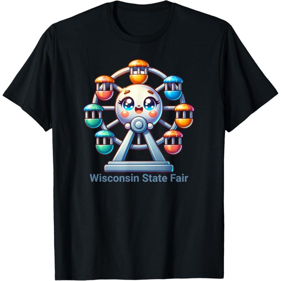 

Cute Kids Wisconsin State Fair Ferris Wheel T-Shirt XXXXXL чёрный