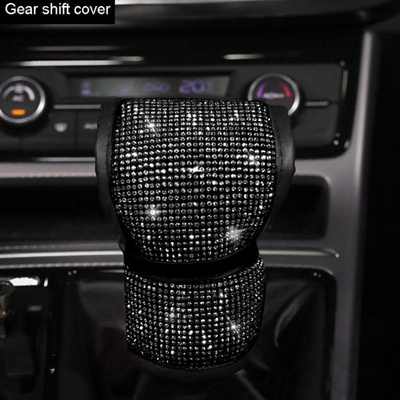 Black Diamond Crystal Car Gear Shift Cover Rhinestone Auto Shifter Hand Brake Cover Bling Car Interior Accessories Decorate