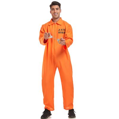 Pantalones de disfraz de prisionero americano para hombre, mono, uniforme de prisión naranja para adulto, accesorios para disfraz de Halloween