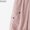 ZANZEA Women Elastic Waist Loose Casual Long Cargo Pants