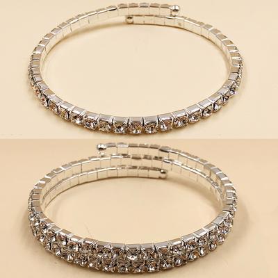Bridal Jewelry, Fashionable Single-row Elastic Open Bracelet, Single-layer Double-layer Claw Chain Steel Ring Bracelet Bracelet.