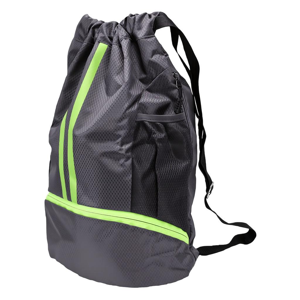 Drawstring Backpack with Shoe Bag Gray Water Proof Oxford Cloth Football String Backpack String Backpack for Women Men