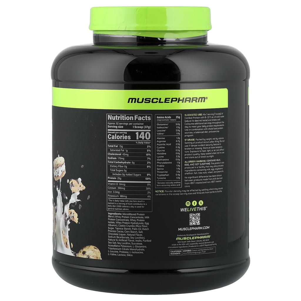 MusclePharm Combat® Protein, Cookies'N' Cream, 1.9kg (4.2lbs)