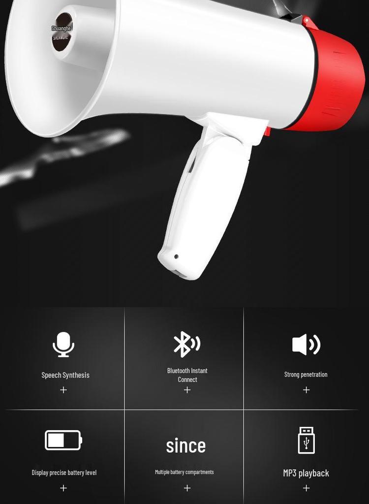 Dual Battery Outdoor Megaphone with Amplification and Recording for Stall Promotion