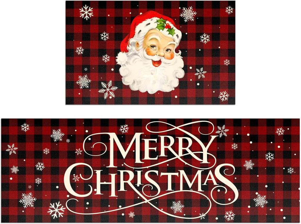 Vikama 1/2Pcs Christmas Kitchen Floor Mat Festive Atmosphere Home Decor Indoor Outdoor Area Carpet Entry Welcome Doormat