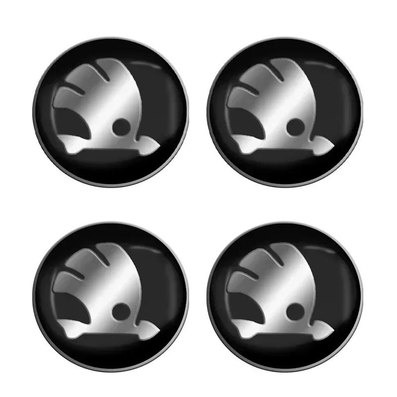 UMH1 4pcs 56mm Alloy Car Wheel Center Emblem Hub Sticker Decoration For Skoda Octavia Fabia 1 2 Rapid Yeti Superb A5 A7 Accessories