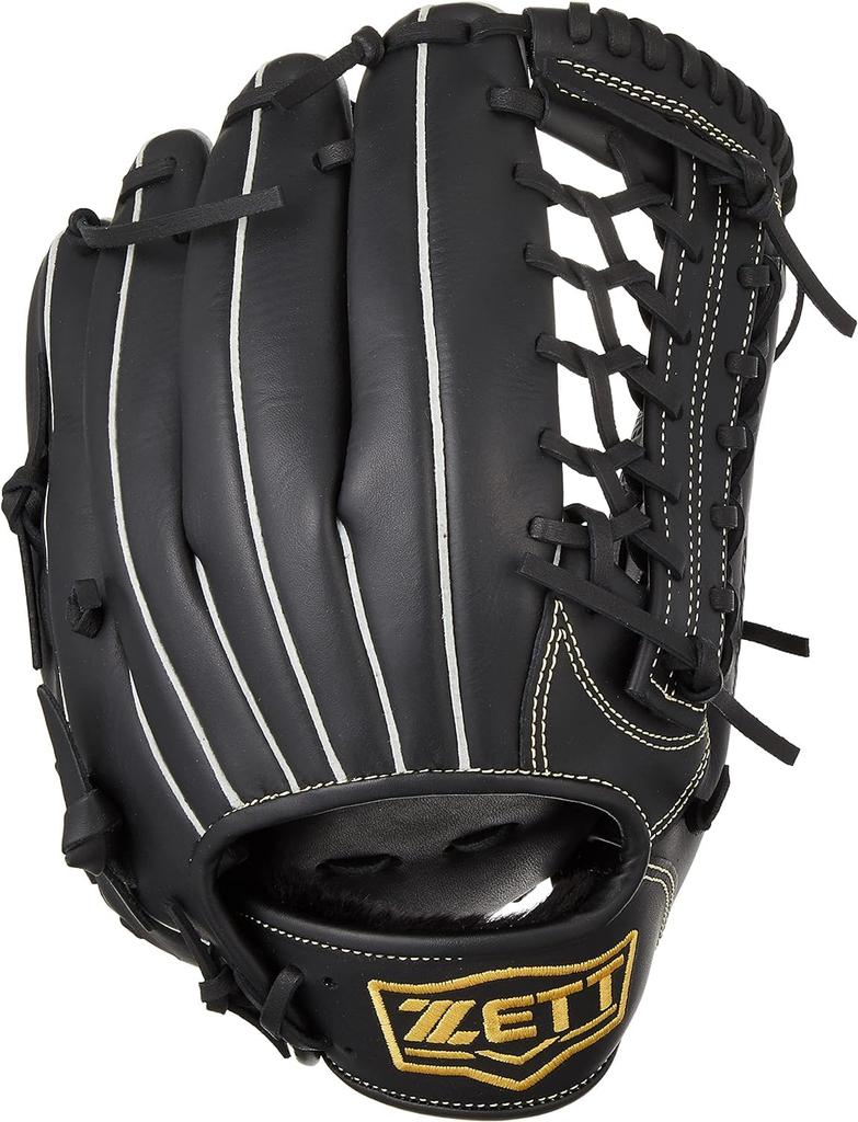 ZETT Rubber Baseball Softball Glove Fine Play All Round Black Sewing Champagne Gold For Throwing BSGB3910AZ (Glove) Thread Right-handed