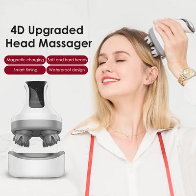 Elektrischer 4D Wasserdichter Kopfmassagegerät Kabelloses Kopfhautmassagegerät Fördert Haarwachstum Körper Tiefengewebekneten Vibrationsroller