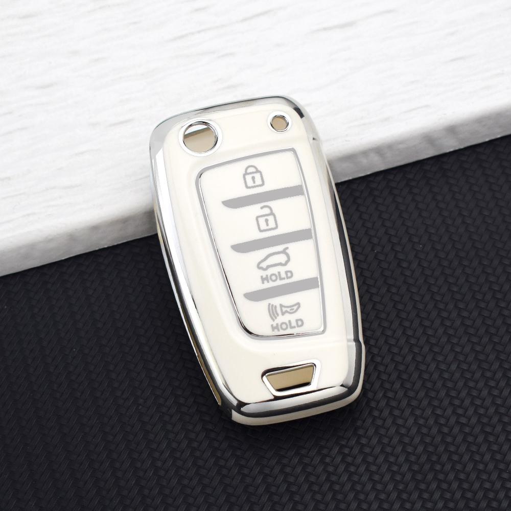 3/4 Button TPU Car Flip Key Case Cover Fob for Hyundai Elantra Tucson KONA I30 Santa Fe Solaris Genesis Azera I40 I35 Key Chains