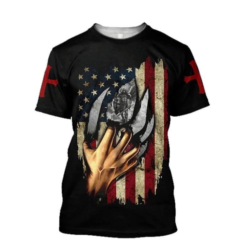 3D Jesus Cross Graphic Printed Men's T-Shirt Fashion Christian Religion Harajuku Y2K T Shirt Unisex Short Sleeve Oversized Tees