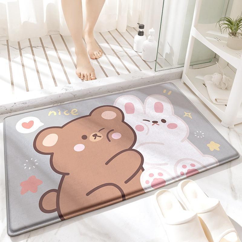 Rabbit Welcome Mat for Front Door Outdoor Entry Print Doormat Non Slip Kitchen Bedroom Footpad Home Indoor Decor Funny Kid Rug