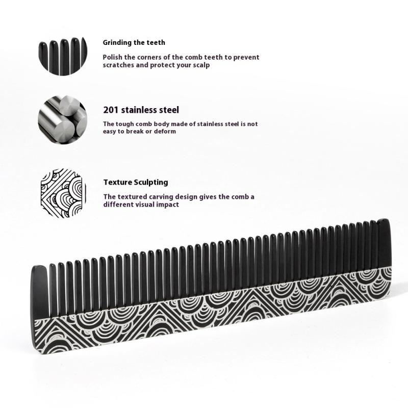 Stainless Steel Men'S Beard Comb Portable Mini Oil Head Comb For Barber Mustache Care Shaping Tools Pocket Size Hair Comb